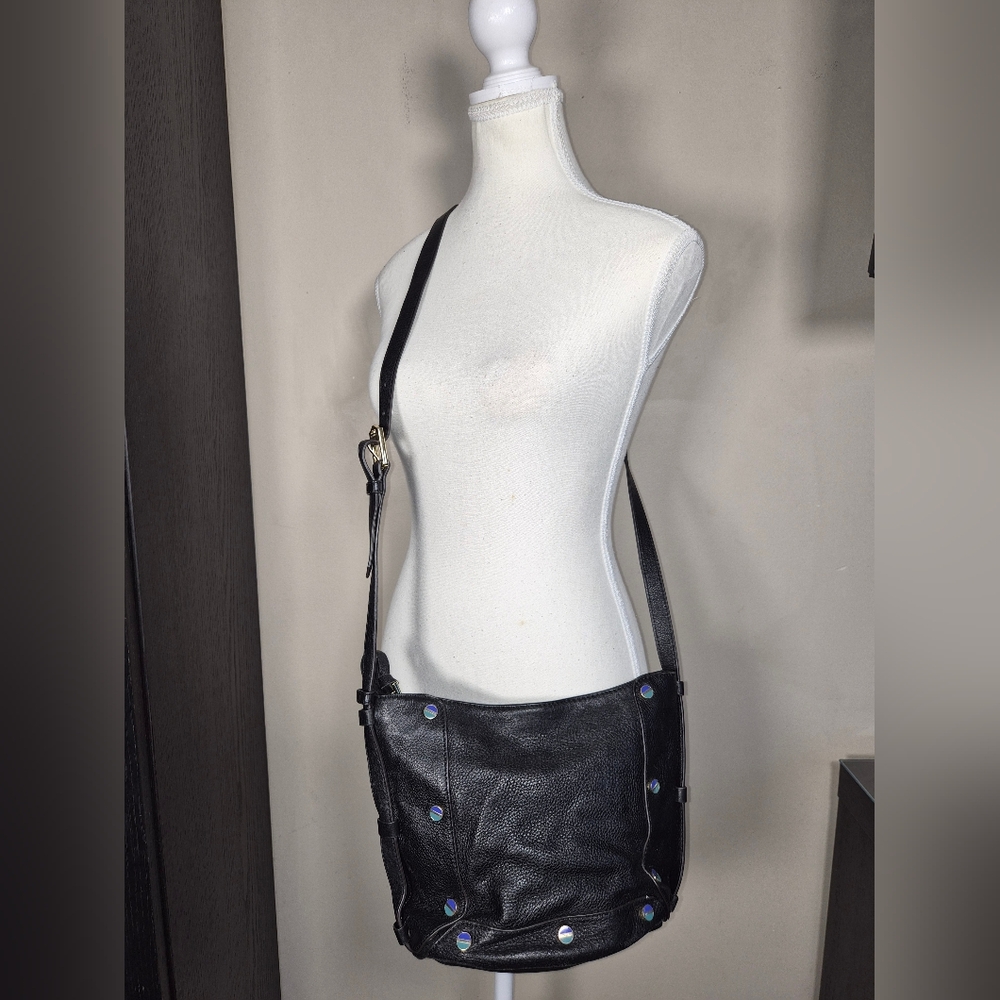Aimee Kestenberg Real Genuine Leather Black Leather Purse Medium Crossbody Bag